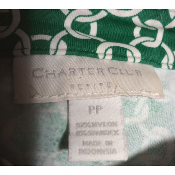 Charter Club Blouse Ladies Small Petite Green and White‎ - Picture 5 of 6